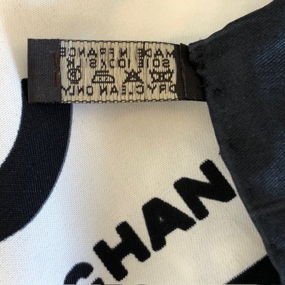 CHANEL CC Camellia Print Black White Silk Scarf Large Square - Picture 12 of 17